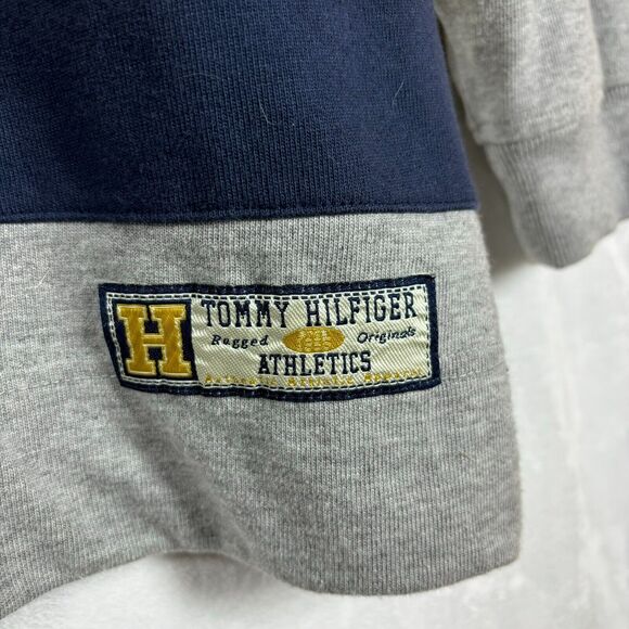 Vintage Tommy Hilfiger Rugby Shirt Men XL Gray Navy Athletic Long Sleeve 1/4 Zip - Picture 12 of 13